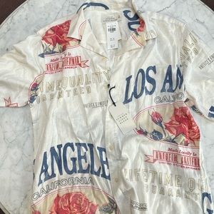 MENS A&F LINEN BLEND SHIRT MED